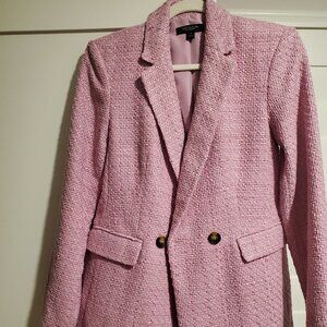 NWOT: Ann Taylor  Double-breasted pink tweed blazer 00